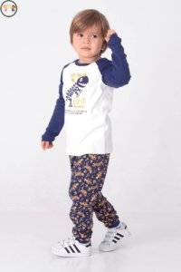 Erkek Çocuk Lacivert Renkli Baskılı Pijama Takımı